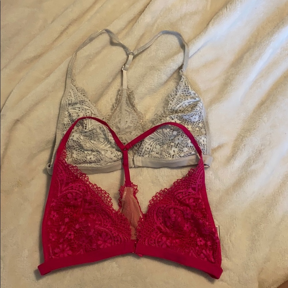 2 Victoria’s Secret bralettes! White and hot pink